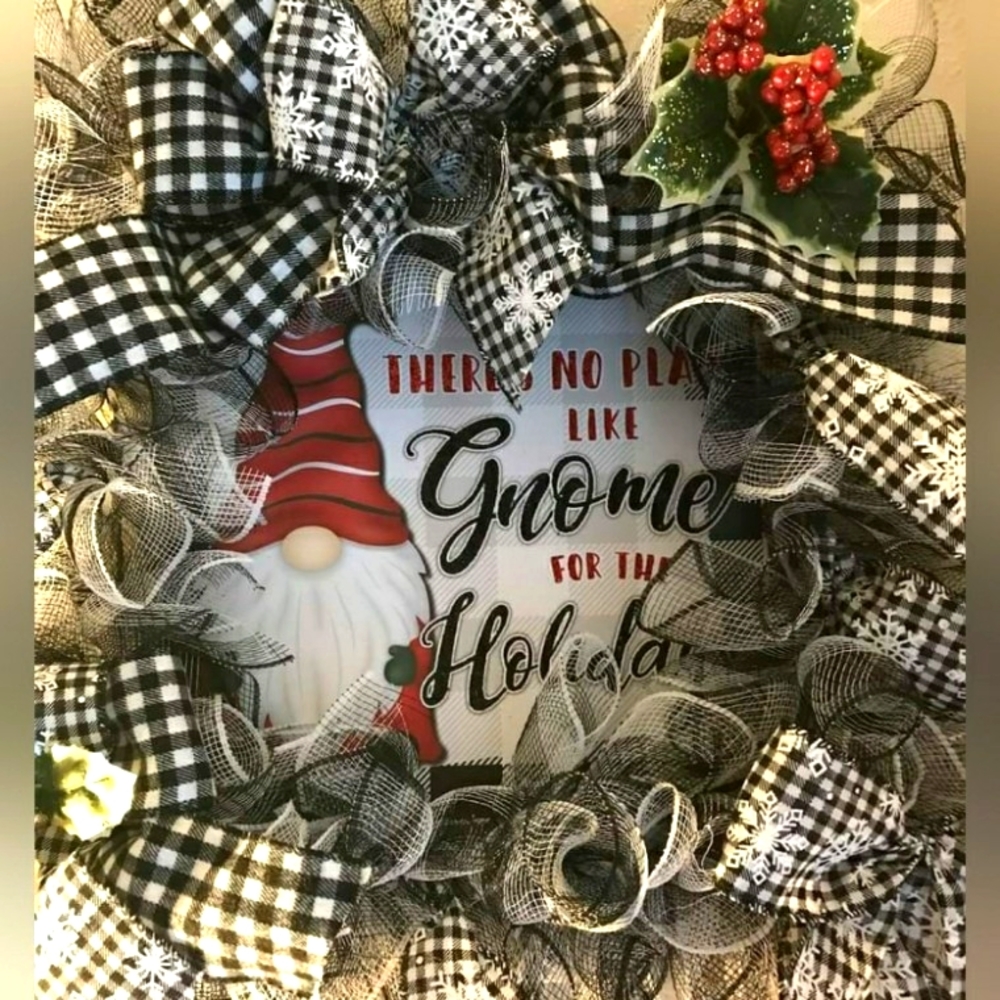 Winter Gnome Wreath Adorable Handmade There’s No Place Final Sale